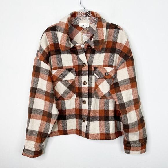 NWT VICI Ashby Plaid Rust Mix Lightweight Shacket Jacket Sz. Large - Picture 3 of 4
